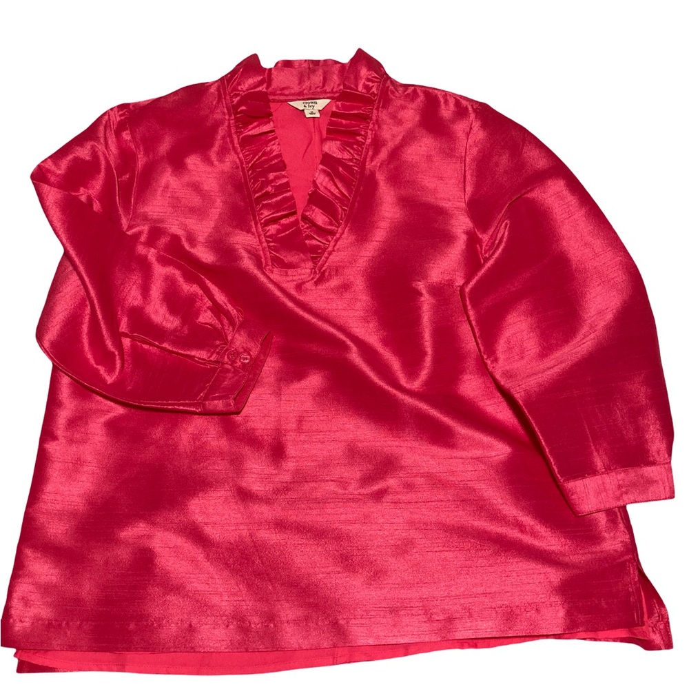 Pink Fuchsia Ruffle Blouse Crown and Ivy size M